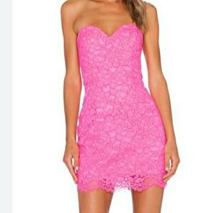NBD XNAVEN TWINS hot Pink Lace Dress L
